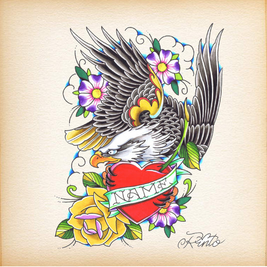 Traditional Tattoo   Trad Eagle & Heart