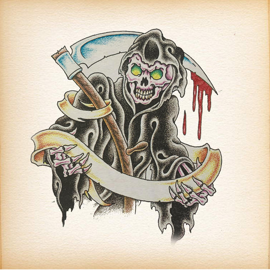 Traditional Tattoo   Reaper & Banner