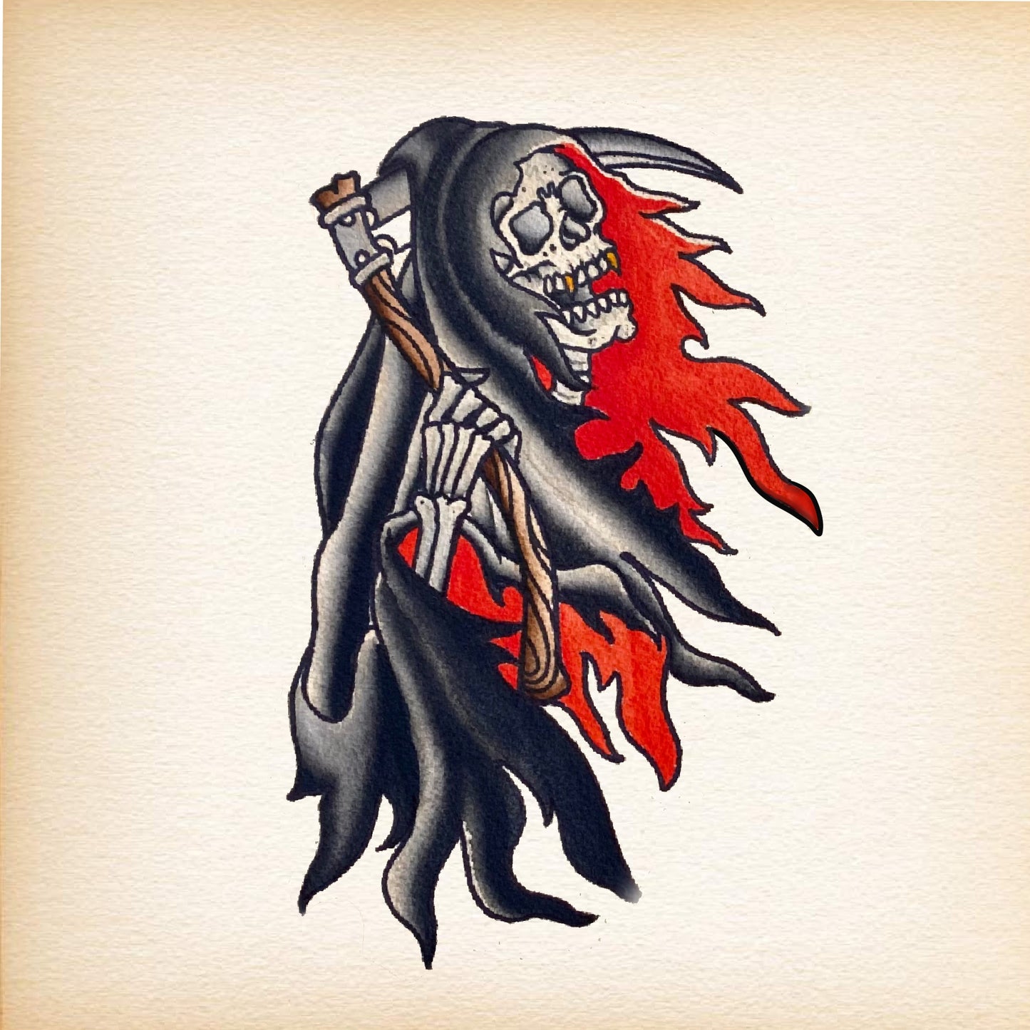 Traditional Tattoo   Fiery Reaper