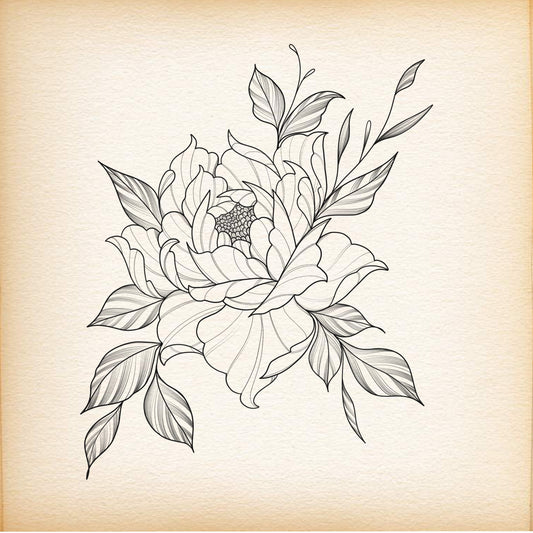 Fine Line Tattoo   Peony