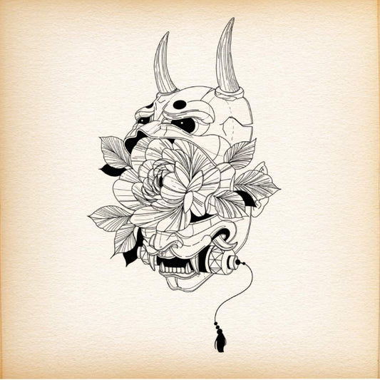 Fine Line Tattoo   Hannya & Peony