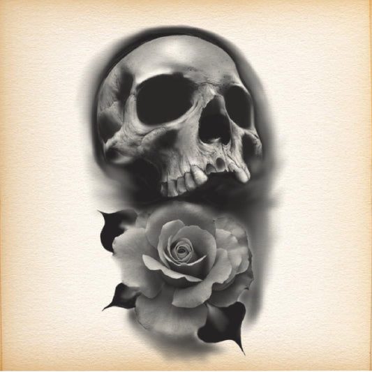 Realism Tattoo   Classic Rose and Skull